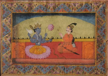 Raja Parikshit vor Vishnu sitzend